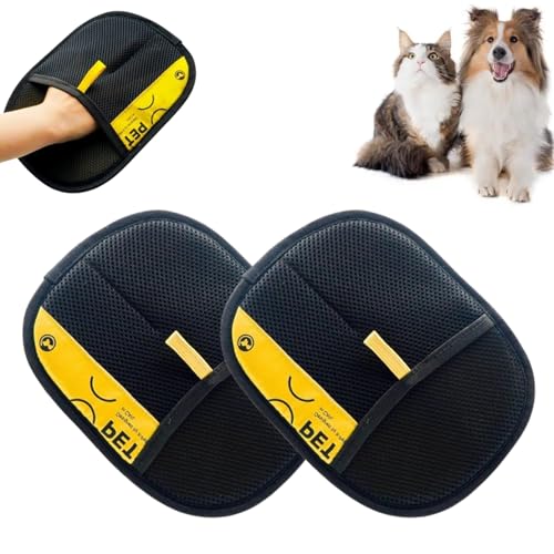 EasPowest Goalintent Haustierhandschuhe, Goalintent Elektrostatische Tierhaarentferner-Handschuhe, Doppelseitige Fellpflegehandschuhe, Tierhaarentferner-Handschuhe für Katzen und Hunde (2 Pcs) von EasPowest