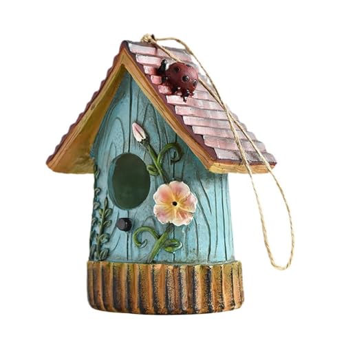 Hängendes Vogelhaus aus Kunstharz, Vogelnest für den Außenbereich, rustikales dekoratives Vogelhaus, Vogel-Nistkasten, Kolibri-Häuser für Garten, Terrasse, Hof, Rasen, Hinterhof-Dekor (Blau, Hängendes Vogelhaus aus Kunstharz, Vogelnest für den Außenbereich, rustikales dekoratives Vogelhaus, Vogel-Nistkasten, Kolibri-Häuser für Garten, Terrasse, Hof, Rasen, Hinterhof-Dekor (Blau, von Easnea