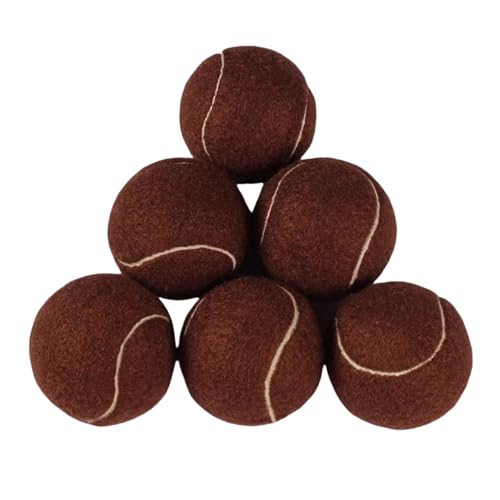 Trainings-Tennisbälle, hohe Elastizität, Übungs-Tennis für Anfänger, Übungsbälle, Filz-Trainingsspielzeug für Haustiere, Hunde, 6 Stück (Kaffee) von Easnea