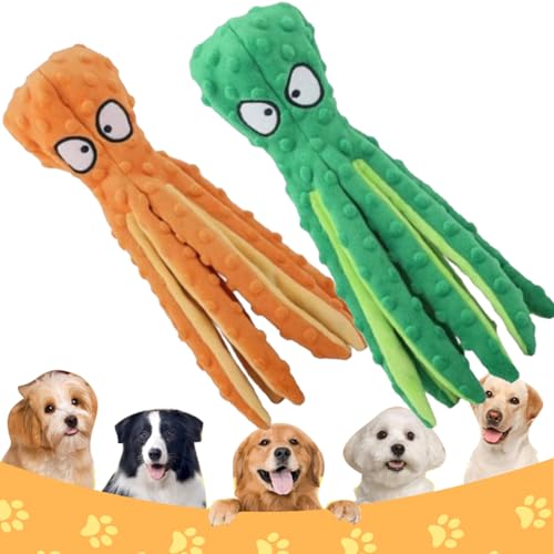 EastHedge Whiskerspot Eco-Friend Octopus Dog Toy 2/4 Pack,No Stuffing Octopus Dog Toy Whiskerspot. (Set D) von EastHedge