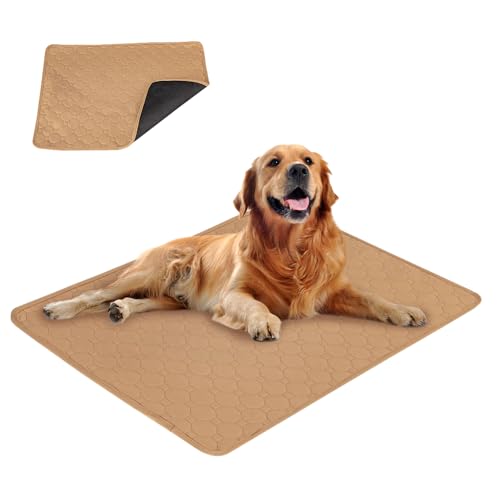 EASTLION Trainingsunterlagen Welpen,Waschbar Haustier-Urinunterlage,Schnell Absorbierend Hunde Matte,Wiederverwendbar Hunde Unterlage für Welpen,für Hunde,Katzen(100x70 cm 1 Stück) L-Beige von Eastlion