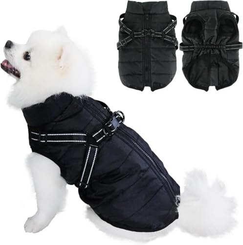 Eastlion Winter Hundemantel Warm Wasserdicht Hundejacke Hunde Welpen Bekleidung Kleidung Weste mit D-Ring,Schwarz,Größe XL von Eastlion