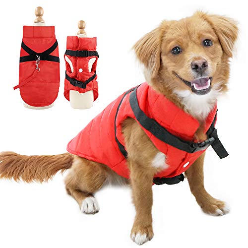 Eastlion Winter Hundemantel Warm Wasserdicht Hundejacke Welpen Hunde Bekleidung Kleidung Weste mit D-Ring,Rot,Größe S von Eastlion