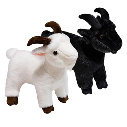 Eastuy 2PCS Ziege Plüschtier Ziege Kuscheltier Stofftier Realistische Ziege Plüsch Spielzeug Weich und Kawa-ii Goat Plüschfigur Ziege Pl-ushie Geschenk für Kinder Mädchen Junge-n 30CM von Eastuy