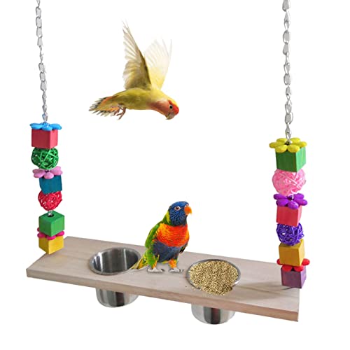 Eastuy 5 Pcs Vogelschaukel kauen füttern Spielzeug | Papageienfutterautomat für Käfig mit hängenden Ketten - Bunte hängende Plattform-Vogelfutterschalen, Gartendekoration für Vogelbeobachter von Eastuy