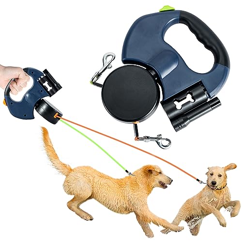 Eastuy Einziehbares Seil mit Taschenlampe, einziehbares Haustierseil für Hunde - Eingebautes LED-Leuchtseil für Hunde mit Kotbeutelhalter | Hundetaschenhalter für Seil, Seil für kleine Hunde, von Eastuy
