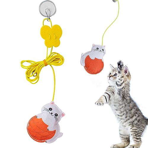 Eastuy Interaktives Katzenspielzeug | Einziehbares Katzen-Teaser-Spielzeug - Katzenspielzeug mit einziehbarer Tür zum Aufhängen mit Klebehaken, interaktives Katzenspielzeug zum Aufhängen von Eastuy