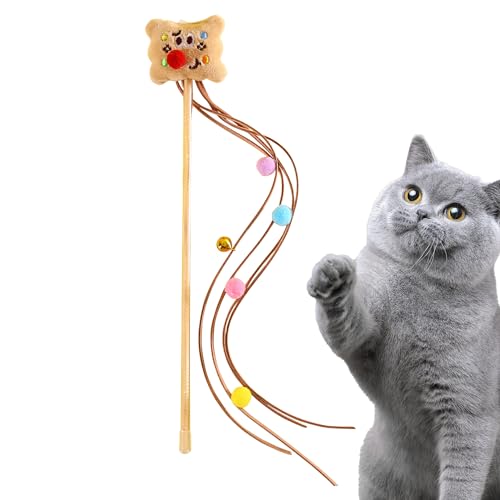 Eastuy Interaktives Schnurspielzeug für Katzen, Katzenspielzeug mit Zauberstab - Interaktives Katzenspielzeug | Katzen-Teaser-Stick-Spielzeug, Heimtierbedarf für drinnen und draußen, Katzen, Kätzchen, von Eastuy