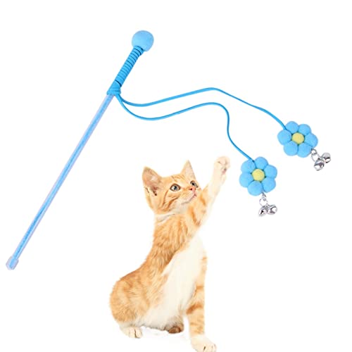 Eastuy Nettes Katzenspielzeug - Simulation Interaktives Katzenspielzeug,Kätzchen-Plüsch-Blumen-Teaser mit Glocke, süßes Katzen-Stick-Spielzeug zum Spielen von Kätzchen von Eastuy