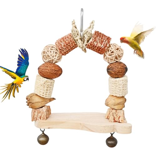 Eastuy Papageienkäfig-Schaukelspielzeug, Vogelschaukeln, Sittichspielzeug, Käfigzubehör, Hängendes Kauspielzeug mit Holzklötzen, Vogelspielzeug für Sittiche, Finken, kleine mittelgroße Papageien, Eastuy Papageienkäfig-Schaukelspielzeug, Vogelschaukeln, Sittichspielzeug, Käfigzubehör, Hängendes Kauspielzeug mit Holzklötzen, Vogelspielzeug für Sittiche, Finken, kleine mittelgroße Papageien, von Eastuy