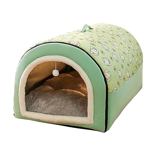 Hundehöhle - 2-in-1 abnehmbares Katzenbett mit Kugelanhänger - Katzenversteck, warmes, waschbares, gemütliches Hundebett für große Hunde, bequemes Hundebett mit Abdeckhöhle für Haustiere, für den Inne von Eastuy