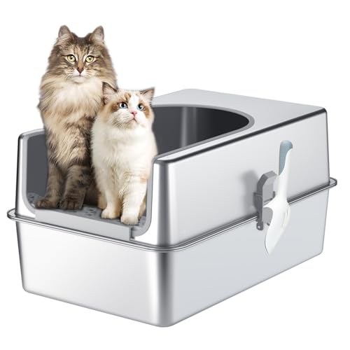 20 l Katzentoilette aus Edelstahl, geschlossene Edelstahl-Katzentoilette mit Spritzschutzdeckel, Katzentoilette, großer Platz, 61 x 44 x 19 cm 20 l Katzentoilette aus Edelstahl, geschlossene Edelstahl-Katzentoilette mit Spritzschutzdeckel, Katzentoilette, großer Platz, 61 x 44 x 19 cm von Easwisa
