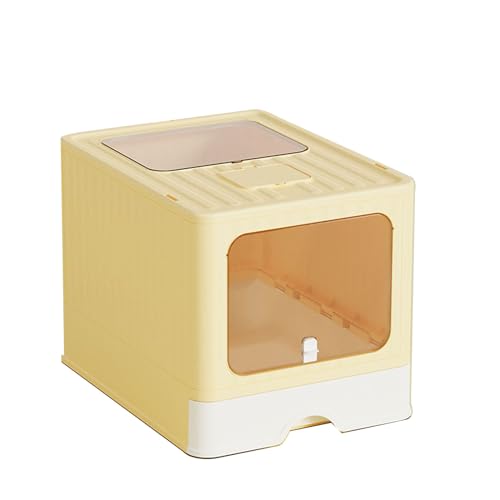 Faltbare Katzentoilette mit Deckel vorne und Oben Ausgang, Katzentoilette, Aufbewahrung und Schaufel, Design, Schubladenart, für Katzen bis 15 kg, weniger Spuren, auslaufsicherer Boden von EasyBuyCat