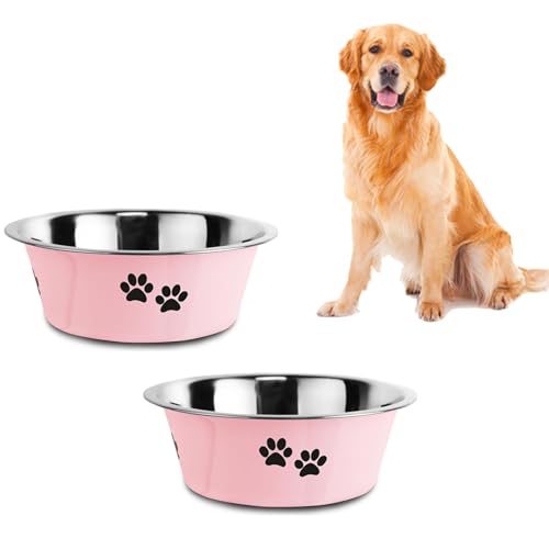 Hundenäpfe 2 Stück,Stylish Dog Bowl - Edelstahl Printed Pet Dish, Non-Slip Food and Water Bowl, Stylish Dog Bowl with Printed Design,für Kleine Mittelgroß Hunde und Katzen Hundenäpfe 2 Stück,Stylish Dog Bowl - Edelstahl Printed Pet Dish, Non-Slip Food and Water Bowl, Stylish Dog Bowl with Printed Design,für Kleine Mittelgroß Hunde und Katzen von EasyBuyCat