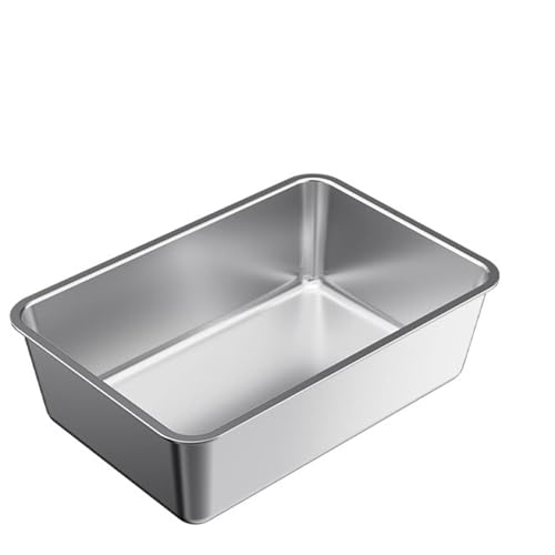 Katzentoilette für Hauskatzen, Oben offene Haustiertoilette, XXL Katzenklo aus Edelstahl mit Schaufel, auslaufsicher, Haustier-Sandkasten, Bettpfanne, für große und mehrere von EasyBuyCat