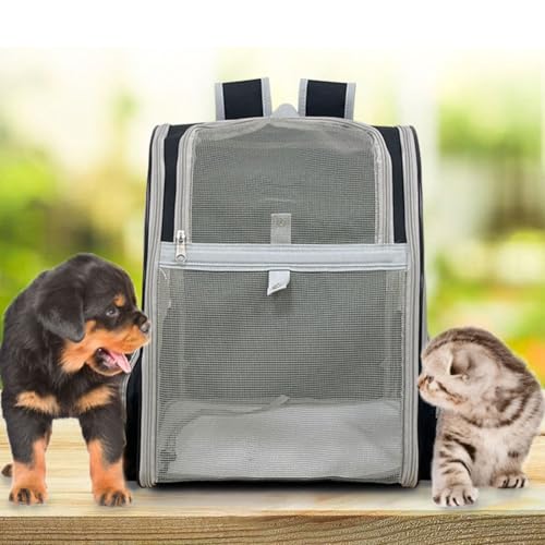 Atmungsaktive Tragetasche für Haustiere, Katzen, tragbare Transporttasche für Kätzchen, kleine Haustiere, Transporttasche für Reisen, Wandern (Schwarz) von EasyByMall