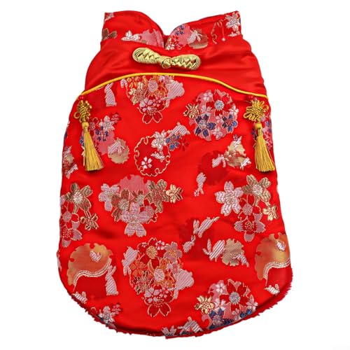 Cheongsam-Kleid für Hunde, traditioneller Tang-Anzug-Stil für Haustiere, elegantes Satin-Kostüm für besondere Anlässe, Größe L von EasyByMall