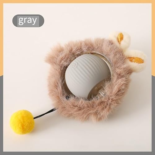 EasyByMall The Pet Companion interaktiver, intelligenter und wiederaufladbarer Rollball (Plüschgrau) von EasyByMall