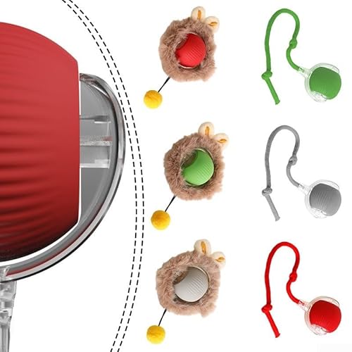 EasyByMall The Pet Companion interaktiver, intelligenter und wiederaufladbarer Rollball (roter Plüsch) von EasyByMall