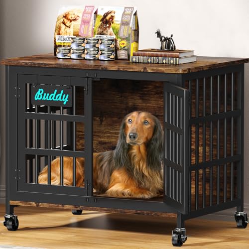 EasyCom 83,8 cm Hundekäfig Möbel mit Namensschild, robuste Hundehütte Indoor für mittelgroße und kleine Hunde, Doppeltüriger stabiler Hundekäfig aus Metall, dekorieren Haus als TV-Ständer, EasyCom 83,8 cm Hundekäfig Möbel mit Namensschild, robuste Hundehütte Indoor für mittelgroße und kleine Hunde, Doppeltüriger stabiler Hundekäfig aus Metall, dekorieren Haus als TV-Ständer, von EasyCom