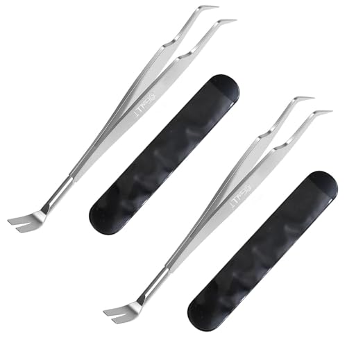 EasyULT 2 in 1 Profi Zeckenzange, Edelstahl Zeckenzange, Zeckenpinzette und Zeckenhaken, Zeckenentferner, Premium Zeckenschutz mit Lederbeutel für Mensch Kinder Hund Katzen(2 Stück) von EasyULT