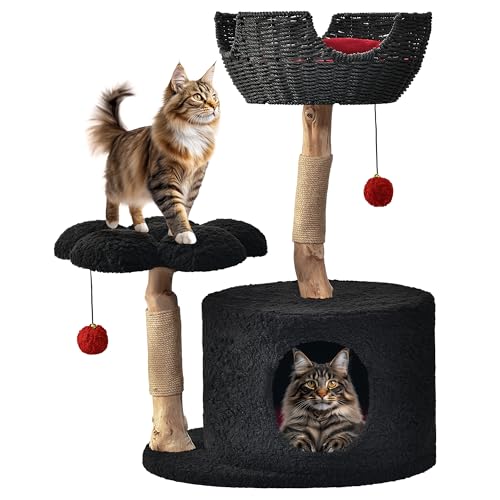 Easyego Easyego Moderner Katzenbaum, ästhetischer Holz-Katzenbaumturm für große Katzen, Luxus-Katzenhütte mit Kratzbäumen und Blumenplattformen, Katzenmöbel von Easyego, Schwarz Easyego Easyego Moderner Katzenbaum, ästhetischer Holz-Katzenbaumturm für große Katzen, Luxus-Katzenhütte mit Kratzbäumen und Blumenplattformen, Katzenmöbel von Easyego, Schwarz von Easyego