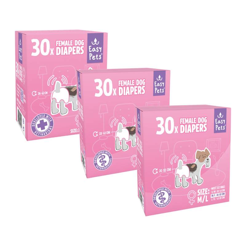 EasyPets Hundewindeln für Hündinnen - S/M - 30 Stück EasyPets Hundewindeln für Hündinnen - S/M - 30 Stück von Easypets