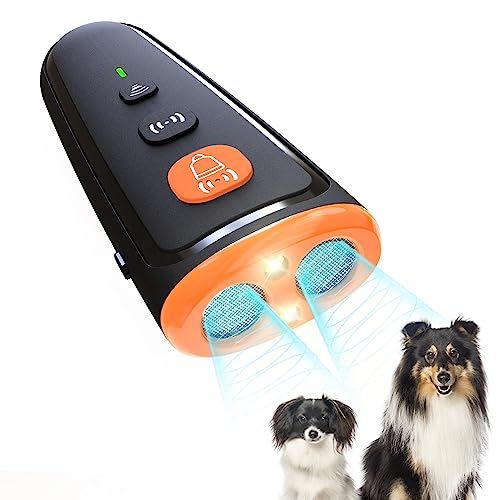 Ultraschall-Hundeschreck, 100 % sicher, wiederaufladbar über USB, mit LED-Taschenlampe, wasserdicht, abschreckend, gegen Bellen benachbarter Hunde, Anti-Bellen für kleine mittelgroße Hunde, von Easytech