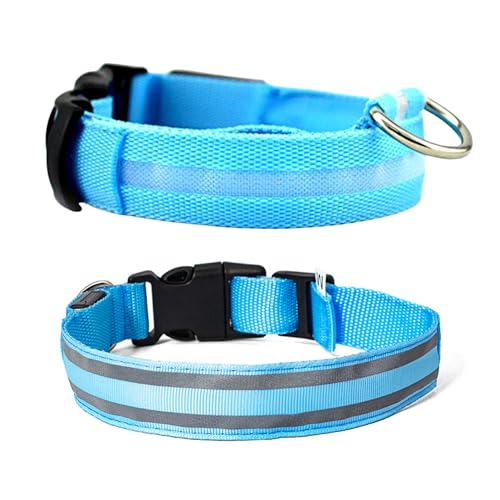 LED-Hundehalsband mit USB-Wiederaufladbar, reflektierendes Halsband für Hunde, Hundehalsband mit Licht, LED-Halsband für Haustiere (Größe S, Blau) von Easytech