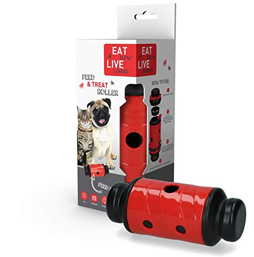 Eat Slow Live Longer Feed & Treat - Anti-Shake - Geräuschlos - Slowfeeder - Belohnungsspielzeug - Hundespielzeug mit Leckerchenversteck - Rot - Größe S von Eat Slow Live Longer