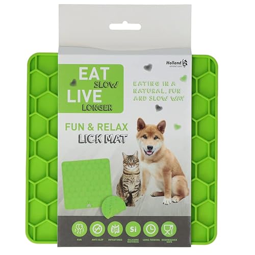 Eat Slow Live Longer Fun & Relax Leckmatte - Leckmatte für Hunde - Anti-Kau-Schale - Langsame Fütterung - Einfach überall zu platzieren - Herausforderung für Ihr Haustier - Grün - L23xB19xH1 cm von Eat Slow Live Longer