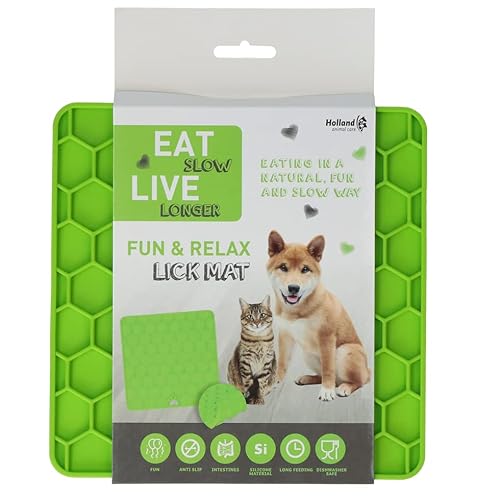 Eat Slow Live Longer Fun & Relax Leckmatte - Leckmatte für Hunde - Anti-Kau-Schale - Langsame Fütterung - Einfach überall zu platzieren - Herausforderung für Ihr Haustier - Grün - L23xB19xH1 cm von Eat Slow Live Longer