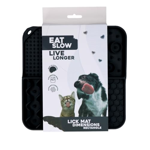 Eat Slow Live Longer Leckmatte - 21 x 21 cm - Quadratisch - Schnüffelmatte - Anti-Schnüffelmatte - Slowfeeder - Ablenkung - Hunde und Katzen - 100% Silikon - Spülmaschinenfest - Grau von Eat Slow Live Longer