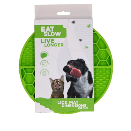 Eat Slow Live Longer Leckmatte Kreis - Ø21 cm - Schnüffelmatte - Anti-Schnüffelmatte - Slowfeeder - Ablenkung - Hunde und Katzen - 100% Silikon - spülmaschinenfest - Grün von Eat Slow Live Longer