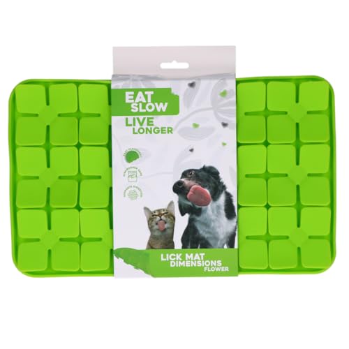 Eat Slow Live Longer Licking Mat Floral Pattern - 21 x 34 cm - Schnüffelmatte - Anti-Schnüffelmatte - Slowfeeder - 100% Silikon - spülmaschinenfest - Grün von Eat Slow Live Longer