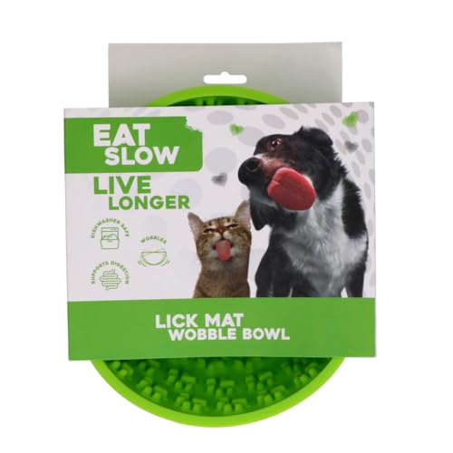 Eat Slow Live Longer Licking Mat Wackelnapf Pfotenabdrücke - 17 cm - Schnüffelmatte - Anti-Schnüffelnapf - Slowfeeder - Ablenkung - Belohnung - Hunde und Katzen - für Leckerlis - 100% Silikon - Spülma von Eat Slow Live Longer