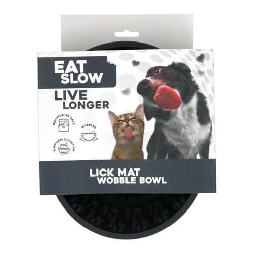 Eat Slow Live Longer Licking Mat Wiggle Bowl Pawprints - 17 cm - Schnüffelmatte - Anti-Schnüffelnapf - Slowfeeder - Ablenkung - Belohnung - Hunde und Katzen - für Leckerlis - 100% Silikon - Spülmaschi von Eat Slow Live Longer