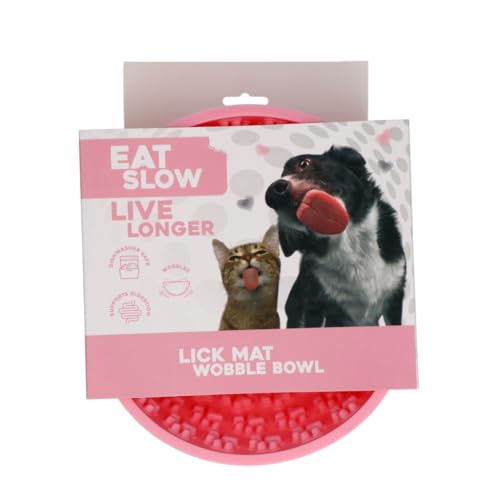 Eat Slow Live Longer Licking Mat Wiggle Bowl Pawprints - 17 cm - Schnüffelmatte - Anti-Schnüffelnapf - Slowfeeder - Ablenkung - Belohnung - Hunde und Katzen - für Leckerlis - 100% Silikon - spülmaschi von Eat Slow Live Longer