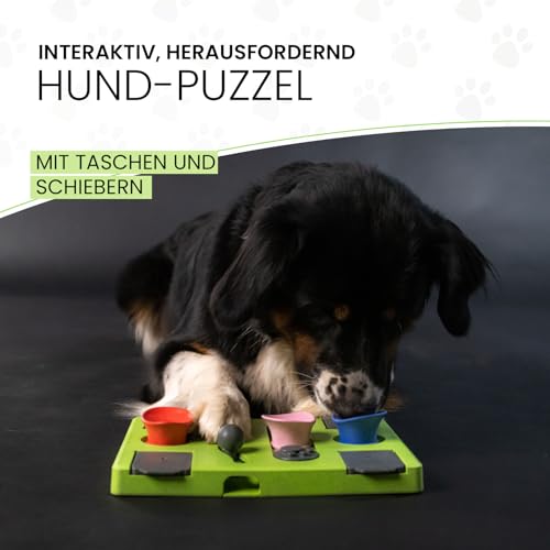 Eat Slow Live Longer Puzzle Rectangle - Intelligenzspielzeug für Hunde - Interaktives Hundespielzeug - Herausforderndes Hundepuzzle - 25x26x5 cm - Grün von Eat Slow Live Longer