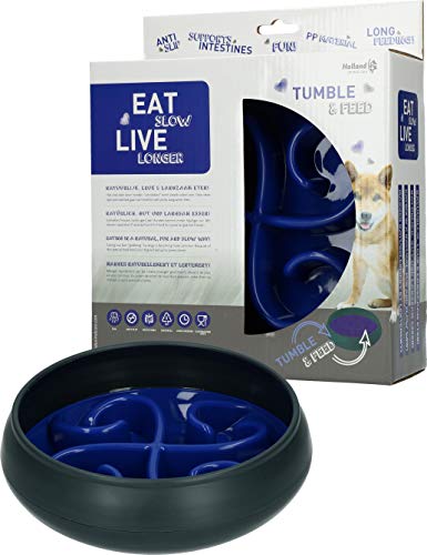 Eat Slow Live Hunde Anti Schling-Napf für gesünderes Fressen 20cm blau rutschfest von Eat Slow Live Longer