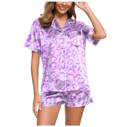 Damen Schlafanzug, Musselin Pyjama Damen, Pyjama-Set Zweiteiliger Kurz Nachtwäsche Set Reverskragen mit Knopf Loungewear Lässiges Leicht Kurzarm Oberteil und Kurze Hose Schlafoverall Gedruckte 2024 Damen Schlafanzug, Musselin Pyjama Damen, Pyjama-Set Zweiteiliger Kurz Nachtwäsche Set Reverskragen mit Knopf Loungewear Lässiges Leicht Kurzarm Oberteil und Kurze Hose Schlafoverall Gedruckte 2024 von Eauptffy