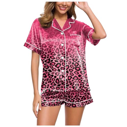 Damen Schlafanzug, Musselin Pyjama Damen, Pyjama-Set Zweiteiliger Kurz Nachtwäsche Set Reverskragen mit Knopf Loungewear Lässiges Leicht Kurzarm Oberteil und Kurze Hose Schlafoverall Gedruckte 2024 Damen Schlafanzug, Musselin Pyjama Damen, Pyjama-Set Zweiteiliger Kurz Nachtwäsche Set Reverskragen mit Knopf Loungewear Lässiges Leicht Kurzarm Oberteil und Kurze Hose Schlafoverall Gedruckte 2024 von Eauptffy