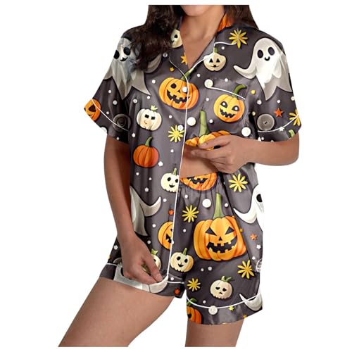 Eauptffy Damen Schlafanzug Kurz, Musselin Pyjama Damen, Pjs Zweiteiliges Shorty Nachtwäsche Reverskragen mit Knopf Nightwear Kuschelig Casual Kurzarm Oberteil und Shorts Bademantel Gedruckt Sommer Eauptffy Damen Schlafanzug Kurz, Musselin Pyjama Damen, Pjs Zweiteiliges Shorty Nachtwäsche Reverskragen mit Knopf Nightwear Kuschelig Casual Kurzarm Oberteil und Shorts Bademantel Gedruckt Sommer von Eauptffy