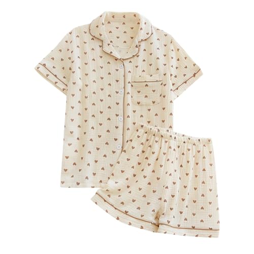 Eauptffy Damen Schlafanzug Kurz, Pyjama Damen Kurz, Pyjama Set Zweiteilige Kurz Nachtwäsche mit Knopf Umlegekragen Nightwear Bequemer Beiläufig Kurzarm Top und Kurze Hose Negligé Gedruckte Halloween Eauptffy Damen Schlafanzug Kurz, Pyjama Damen Kurz, Pyjama Set Zweiteilige Kurz Nachtwäsche mit Knopf Umlegekragen Nightwear Bequemer Beiläufig Kurzarm Top und Kurze Hose Negligé Gedruckte Halloween von Eauptffy