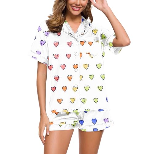 Eauptffy Schlafanzug Damen, Damen Pyjama Kurz, Pjs Zweiteiliges Shorty Nachtwäsche Set Reverskragen mit Knöpfe Sleepwear Lässig Leicht Kurzarm Shirt und Schlafhose Nachtkleid Gedruckt 2024 Eauptffy Schlafanzug Damen, Damen Pyjama Kurz, Pjs Zweiteiliges Shorty Nachtwäsche Set Reverskragen mit Knöpfe Sleepwear Lässig Leicht Kurzarm Shirt und Schlafhose Nachtkleid Gedruckt 2024 von Eauptffy