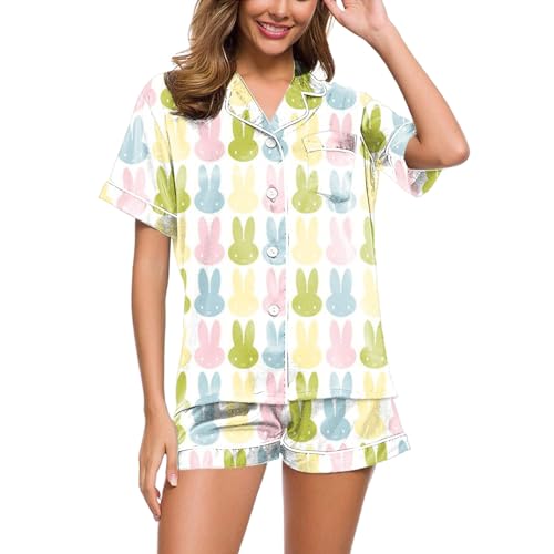 Eauptffy Schlafanzug Damen Kurz, Damen Pyjama Kurz, Pyjama-Set Zweiteiler Kurz Nachtwäsche Set Umlegekragen mit Knopfleiste Loungewear Leichter Lässiger Kurzarm Shirt und Shorts Negligé Druck 2024 Eauptffy Schlafanzug Damen Kurz, Damen Pyjama Kurz, Pyjama-Set Zweiteiler Kurz Nachtwäsche Set Umlegekragen mit Knopfleiste Loungewear Leichter Lässiger Kurzarm Shirt und Shorts Negligé Druck 2024 von Eauptffy