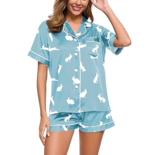 Eauptffy Schlafanzug Damen Kurz Set Sexy, Pyjama Damen, Pjs Sets Kurz Zweiteiliges Nachtwäsche Reverskragen mit Knöpfen Homewear Weich Lässiger Kurzarm Oberteil und Short Negligé Druck Halloween Eauptffy Schlafanzug Damen Kurz Set Sexy, Pyjama Damen, Pjs Sets Kurz Zweiteiliges Nachtwäsche Reverskragen mit Knöpfen Homewear Weich Lässiger Kurzarm Oberteil und Short Negligé Druck Halloween von Eauptffy