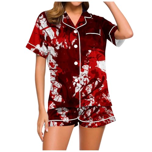 Schlafanzug Damen Satin, Pyjama Damen Satin, Pyjama-Set Shorty Zweiteiliger Nachtwäsche mit Knöpfe Revers Nachtkleidung Lässige Leichte Kurzarm Oberteil und Schlafhose Schlafoverall Aufdruck 2024 Schlafanzug Damen Satin, Pyjama Damen Satin, Pyjama-Set Shorty Zweiteiliger Nachtwäsche mit Knöpfe Revers Nachtkleidung Lässige Leichte Kurzarm Oberteil und Schlafhose Schlafoverall Aufdruck 2024 von Eauptffy
