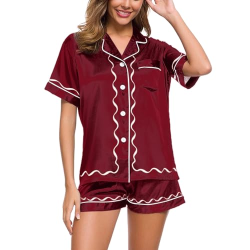 Schlafanzug Mädchen Kurz, Pyjama Damen Kurz Sexy, Pyjama Set Zweiteiliges Shorty Nachtwäsche Turnup mit Knöpfe Homewear Beiläufig Weich Kurzarm Sleepshirt und Schlafhose Morgenmantel Gradient Sommer Schlafanzug Mädchen Kurz, Pyjama Damen Kurz Sexy, Pyjama Set Zweiteiliges Shorty Nachtwäsche Turnup mit Knöpfe Homewear Beiläufig Weich Kurzarm Sleepshirt und Schlafhose Morgenmantel Gradient Sommer von Eauptffy