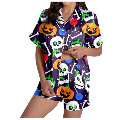 Sommer Schlafanzug Damen, Pyjama Set Damen, Pyjama-Set Kurz Zweiteiliger Nachtwäsche mit Knopfleiste Umlegekragen Sleepwear Leicht Beiläufig Kurzarm Shirt und Kurze Hosen Nachtkleid Bedrucktes 2024 Sommer Schlafanzug Damen, Pyjama Set Damen, Pyjama-Set Kurz Zweiteiliger Nachtwäsche mit Knopfleiste Umlegekragen Sleepwear Leicht Beiläufig Kurzarm Shirt und Kurze Hosen Nachtkleid Bedrucktes 2024 von Eauptffy